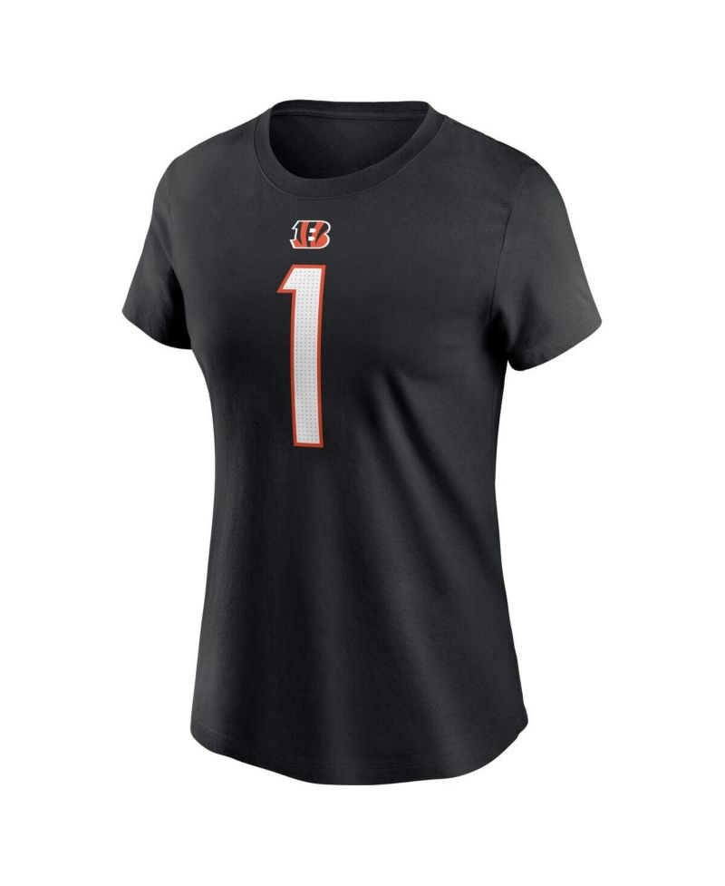 Women's Ja'Marr Chase Black Cincinnati Bengals Player Name & Number T-Shirt