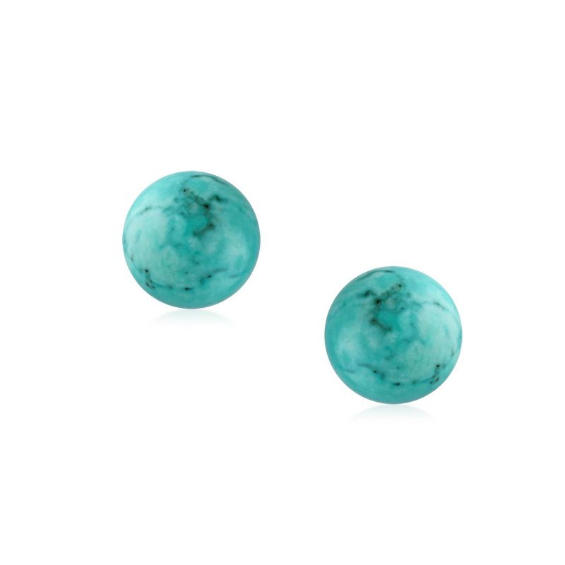 Classic 8MM Purple Amethyst Bead Ball Stud Earrings .925 Sterling Silver
