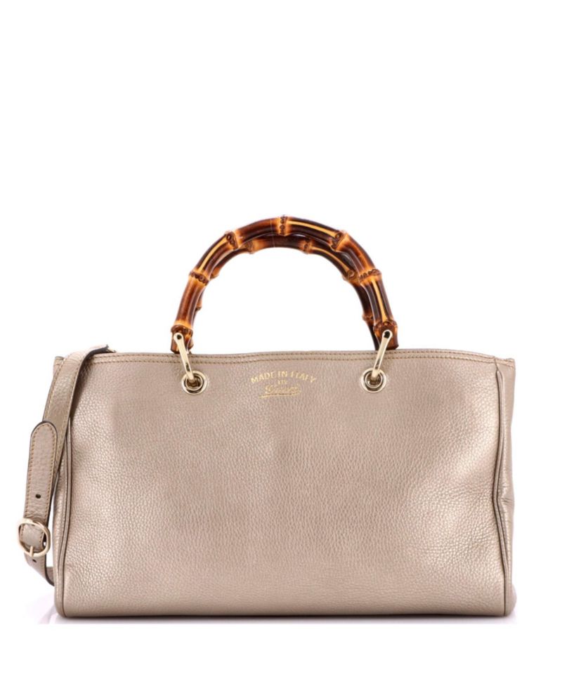 Medium Bamboo Shopper Tote Leather