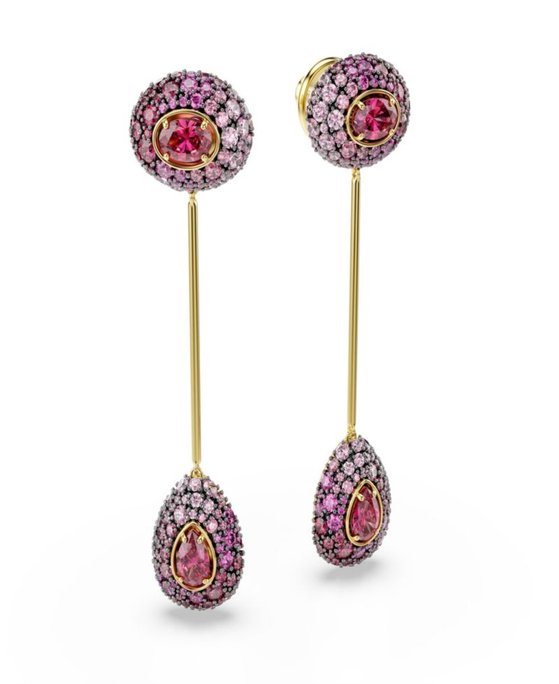 Gold-Tone Plated Red Crystal Earrings