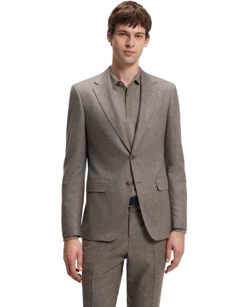 Men's Virgin Wool Slim-Fit Patterned Suit