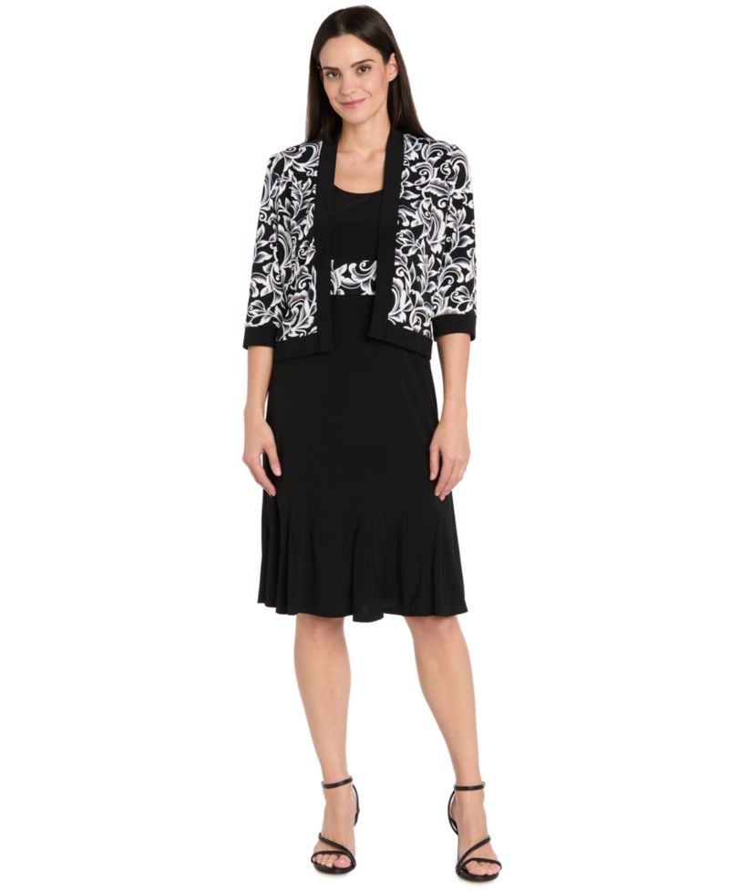 Petite Jersey Scoop Neck Jacket Dress, 2-Piece Set