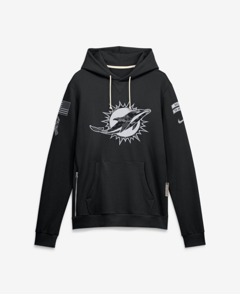 Men's Black Miami Dolphins 2026 Salute to Service Sideline Pullover Hoodie