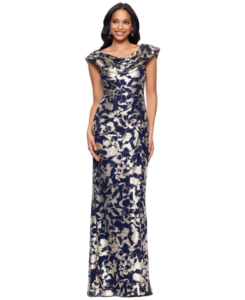Petite Draped Neck Gown