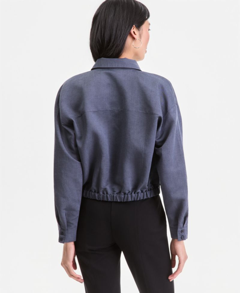 Women's Linen-Blend Button-Front Tie-Hem Shirt