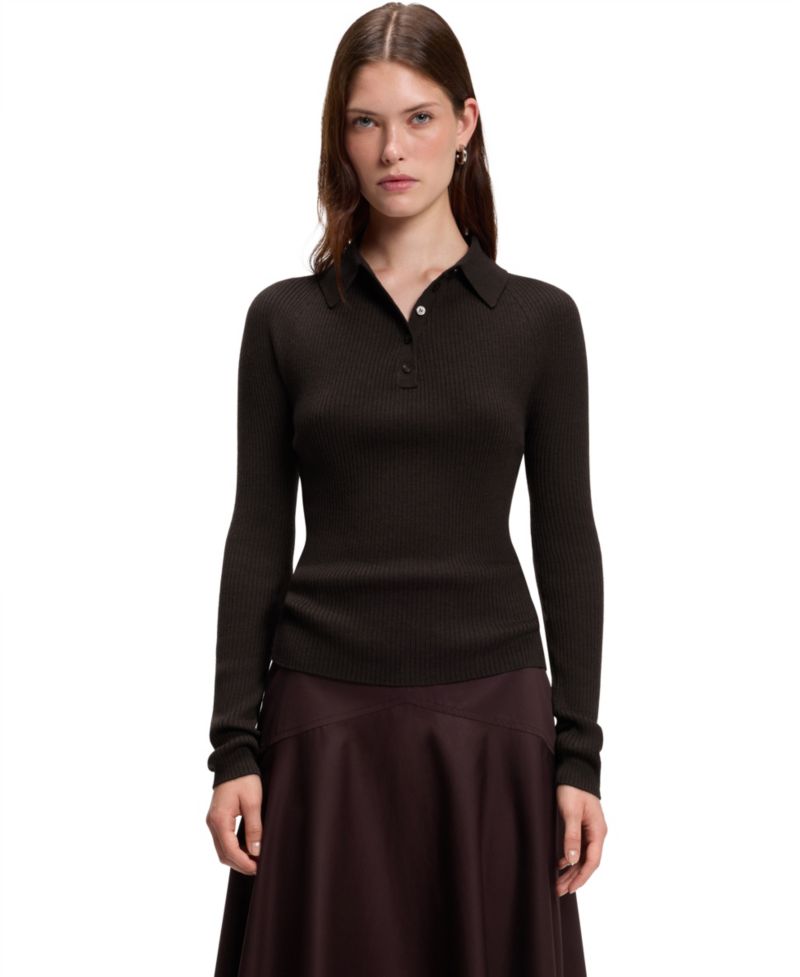 BOSS by Women's Wool Fitted Polo Sweater