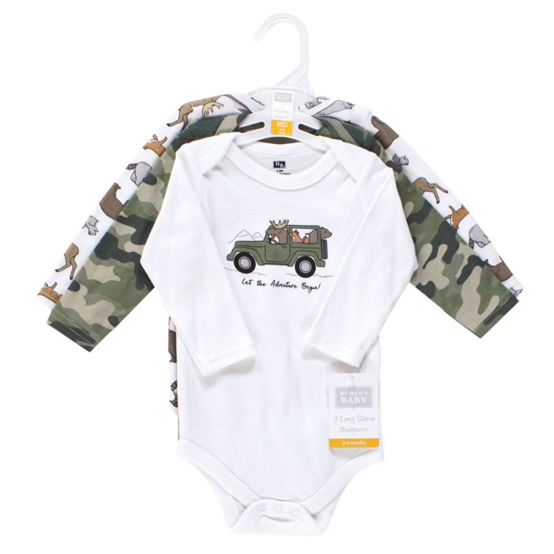Baby Boys Cotton Long-Sleeve Bodysuit 3Pk