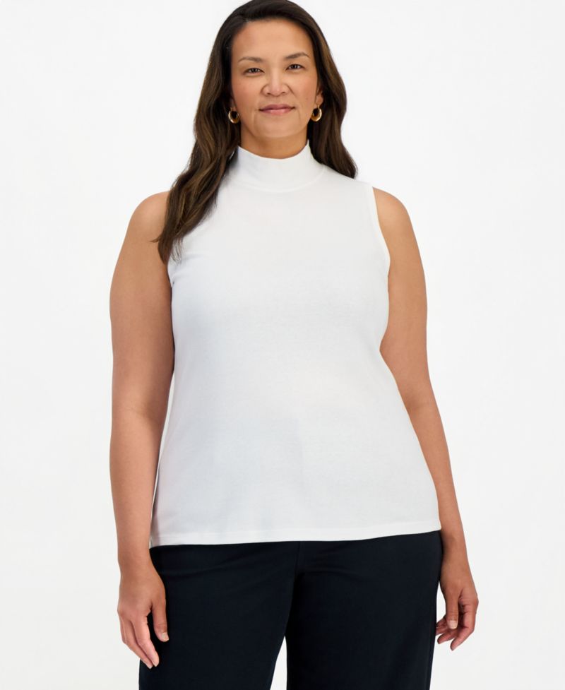 Petite Mock Neck Cotton Tank