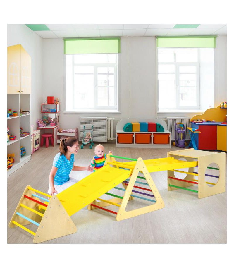 Toddler 5 in 1 Triangle Climber Play Gym Set with 2 Ramps