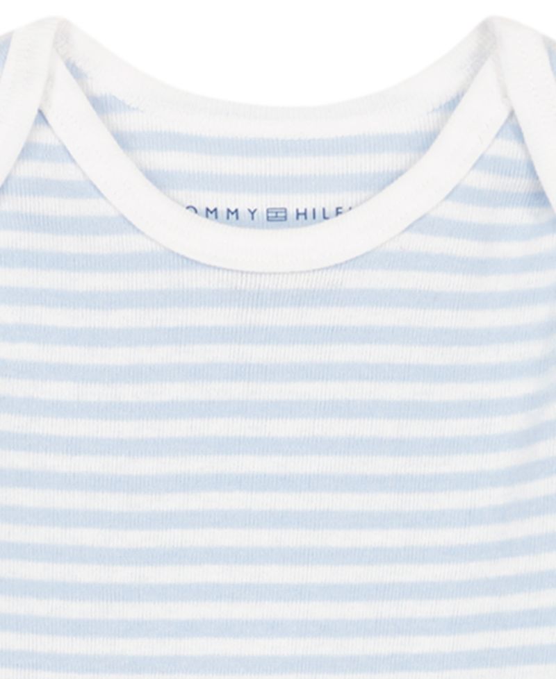 Baby Boys' Logo and Stripe Print Short-Sleeve Bodysuits, 4-Pack