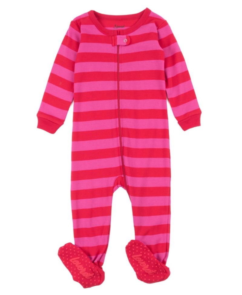 Baby Footed Cotton Striped Holiday Pajamas
