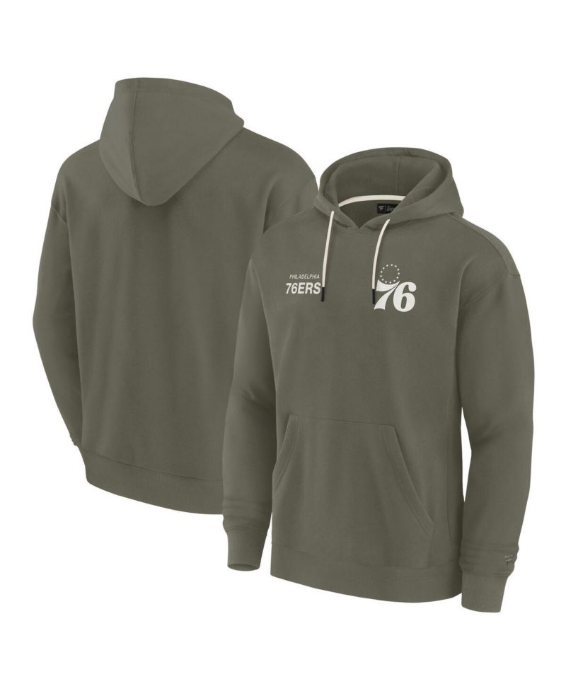 Men's and Women's Olive Philadelphia 76ers Elements Super Soft Fleece Pullover Hoodie