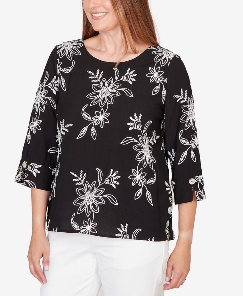 Women's Classic Tossed Floral Embroidered Top
