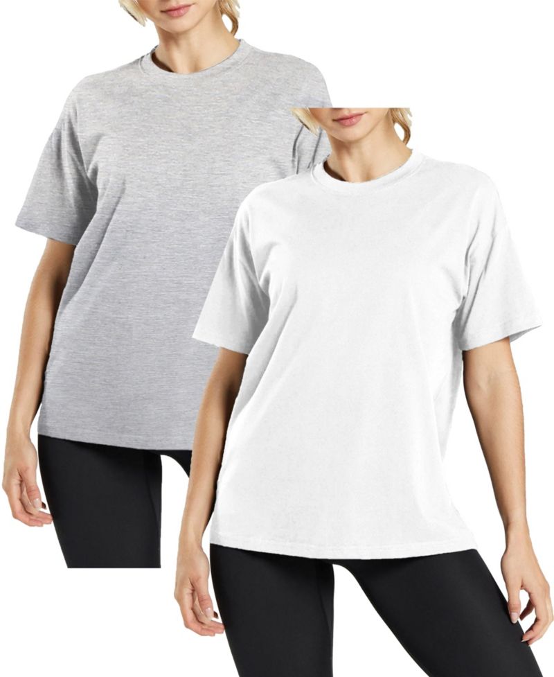 Women's Loose Fit Short Sleeve Crew Neck Solid Tee- 2 Pack