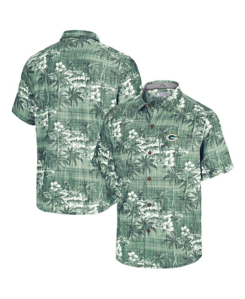 Men's Green Bay Packers Coconut Point Isla Palmetto Camp Button-Up Shirt