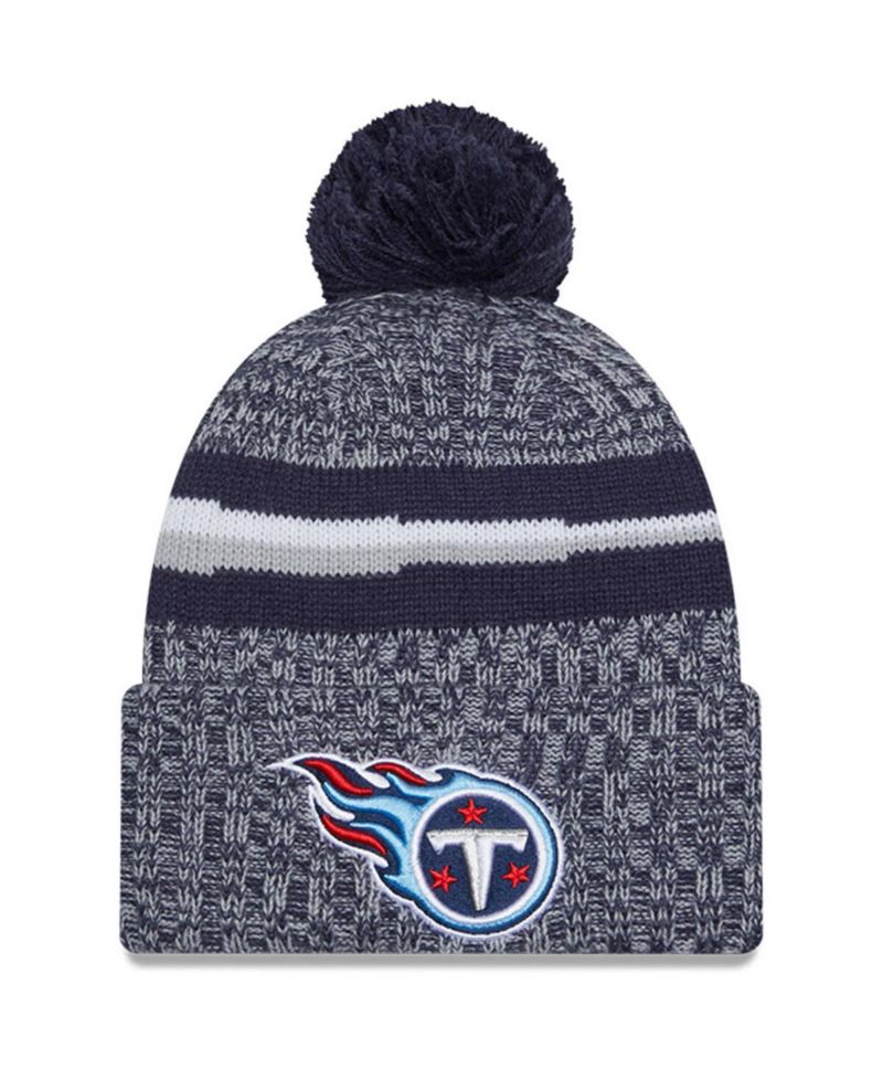 Men's Navy Tennessee Titans 2023 Sideline Pom with Cuffed Knit Hat