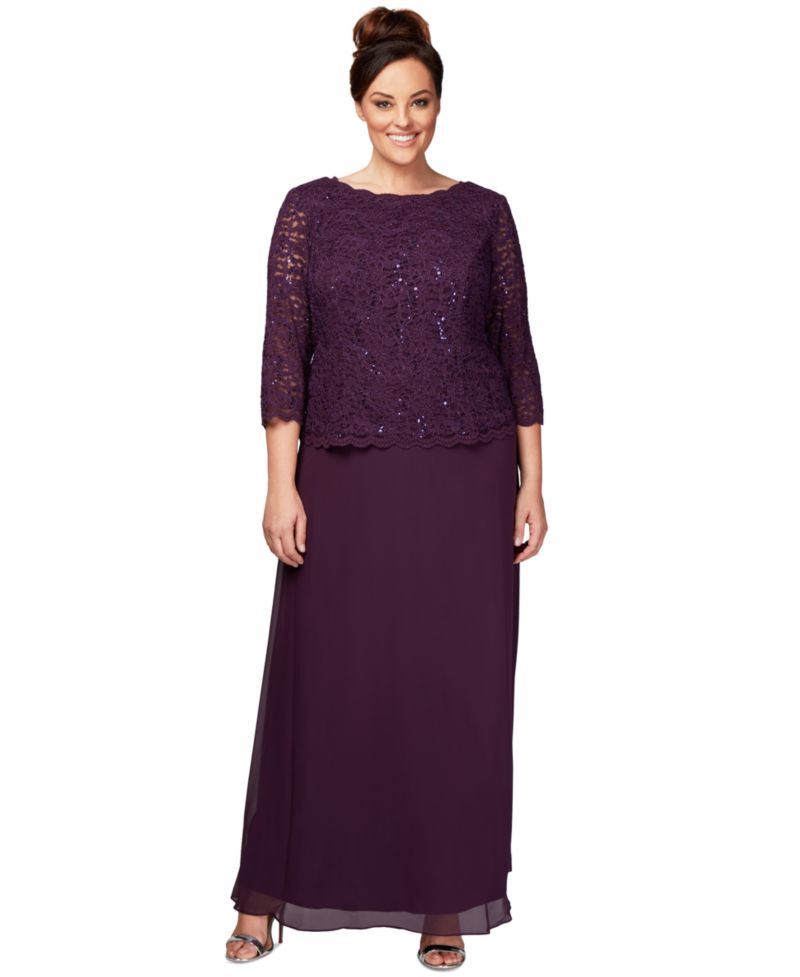 Women's Sequin Embellished Lace Top Gown