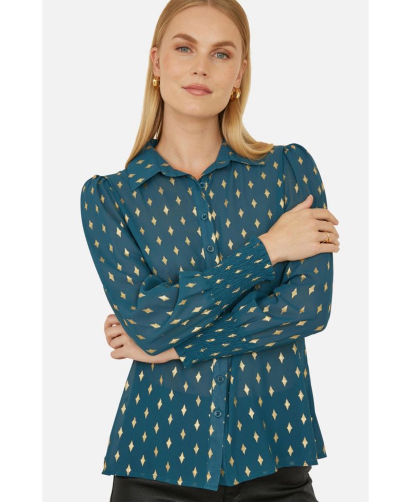 Women's Diamond Foil Print Blouse