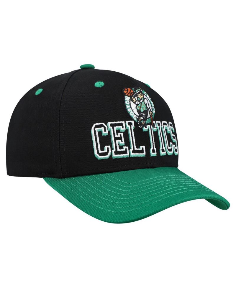 Men's Black/Kelly Green Boston Celtics Backside Script 2-Tone Pro Crown Adjustable Hat
