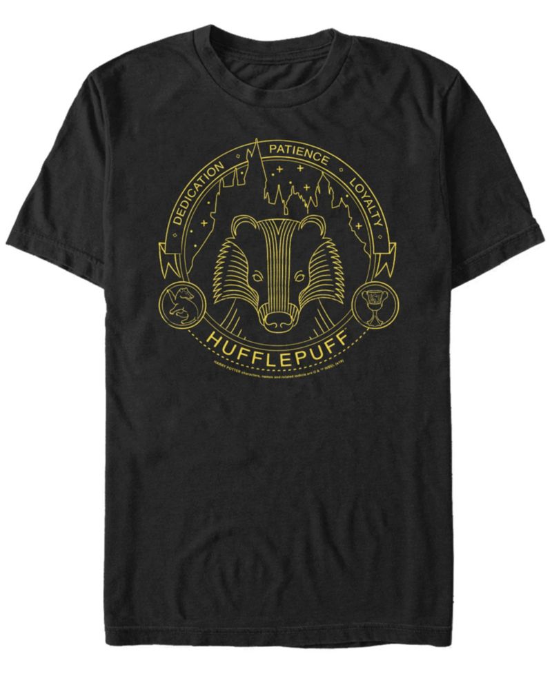 Harry Potter Men's Hogwarts House Animals Mystic Wash Shield Short Sleeve T-Shirt