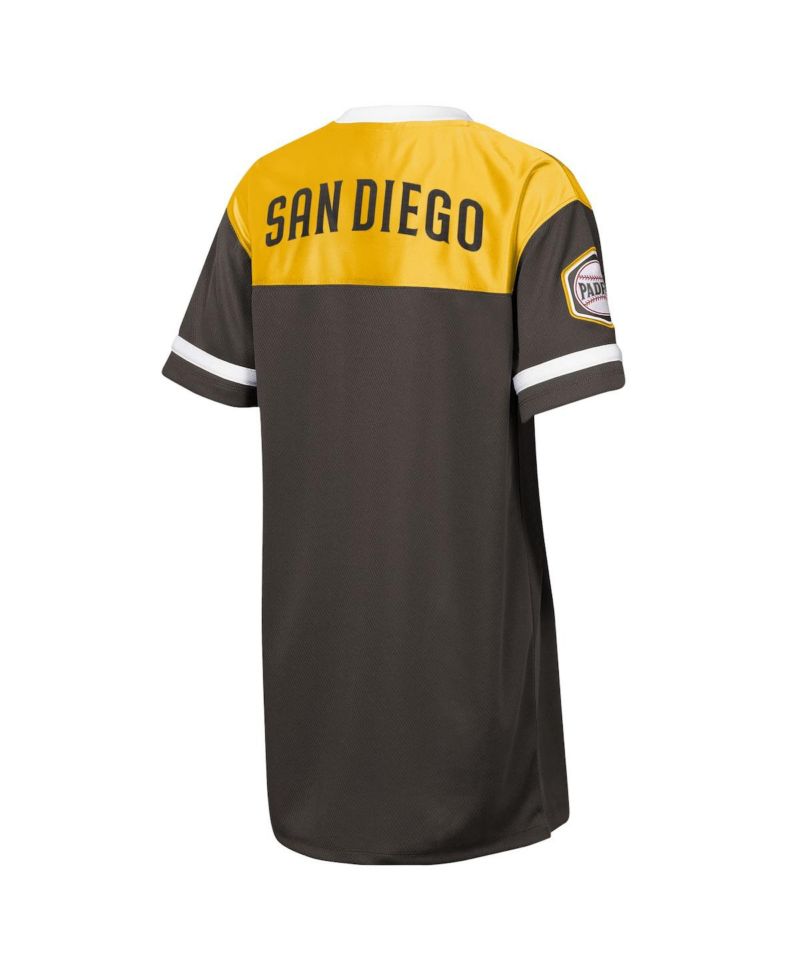 Big Girls Brown San Diego Padres Big League Cheer V-Neck T-Shirt Dress