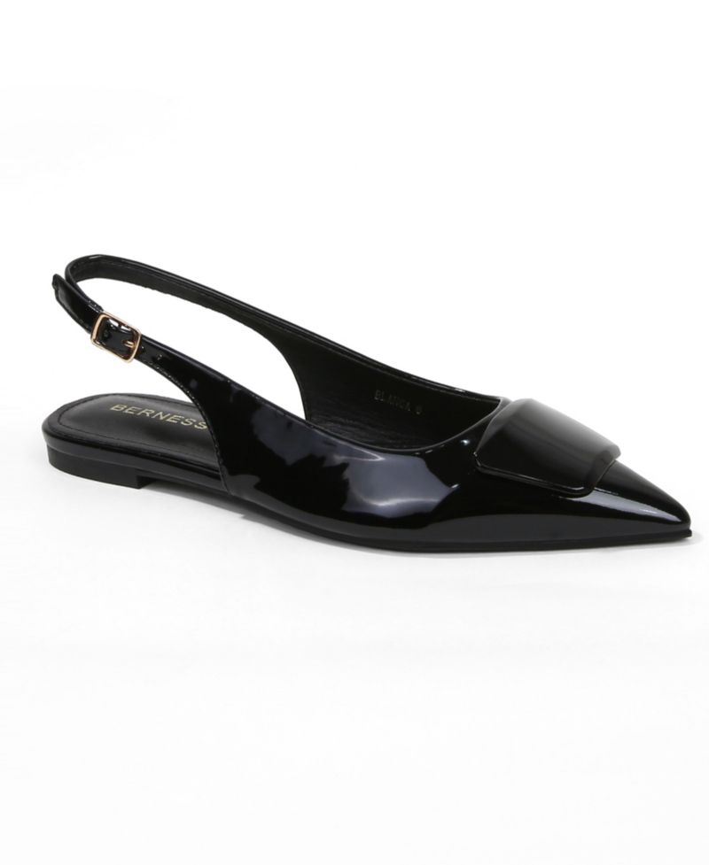 Women's Blanca Patent Slingback Flats with Geometric Accent