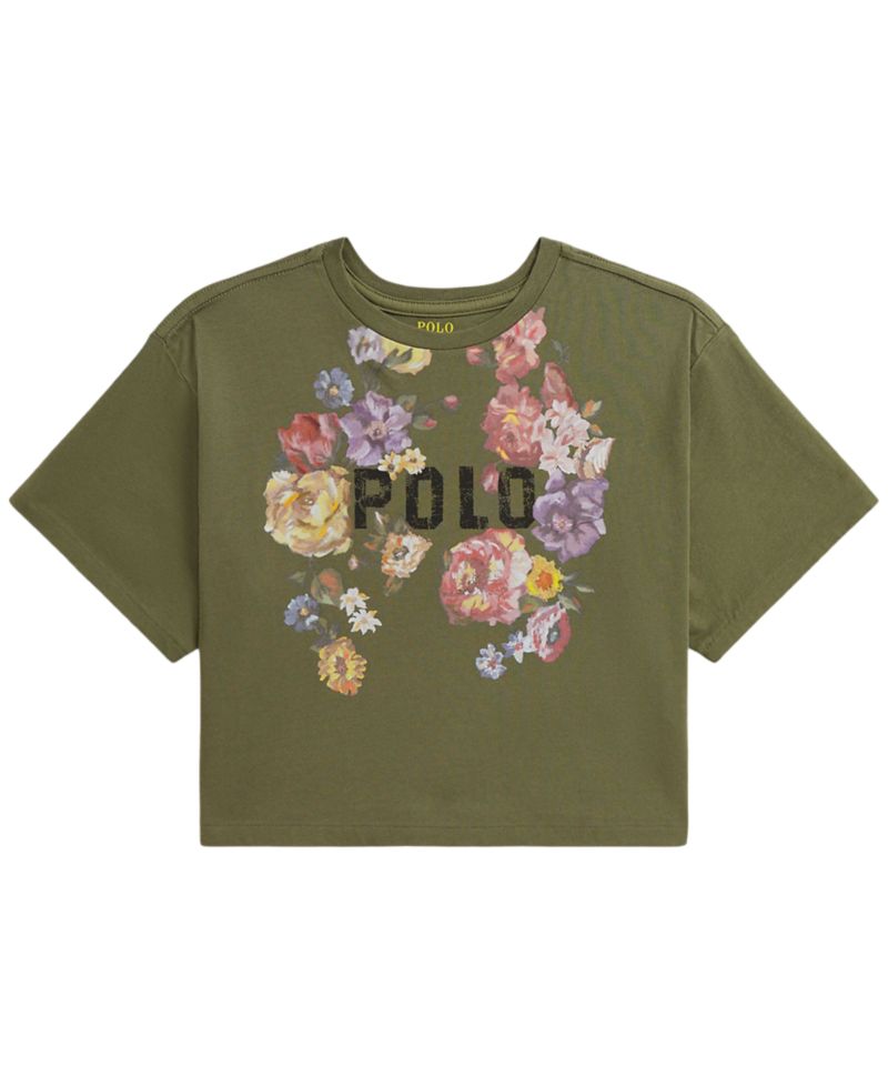 Girls' 7-16 Floral Cotton Jersey Boxy T-Shirt