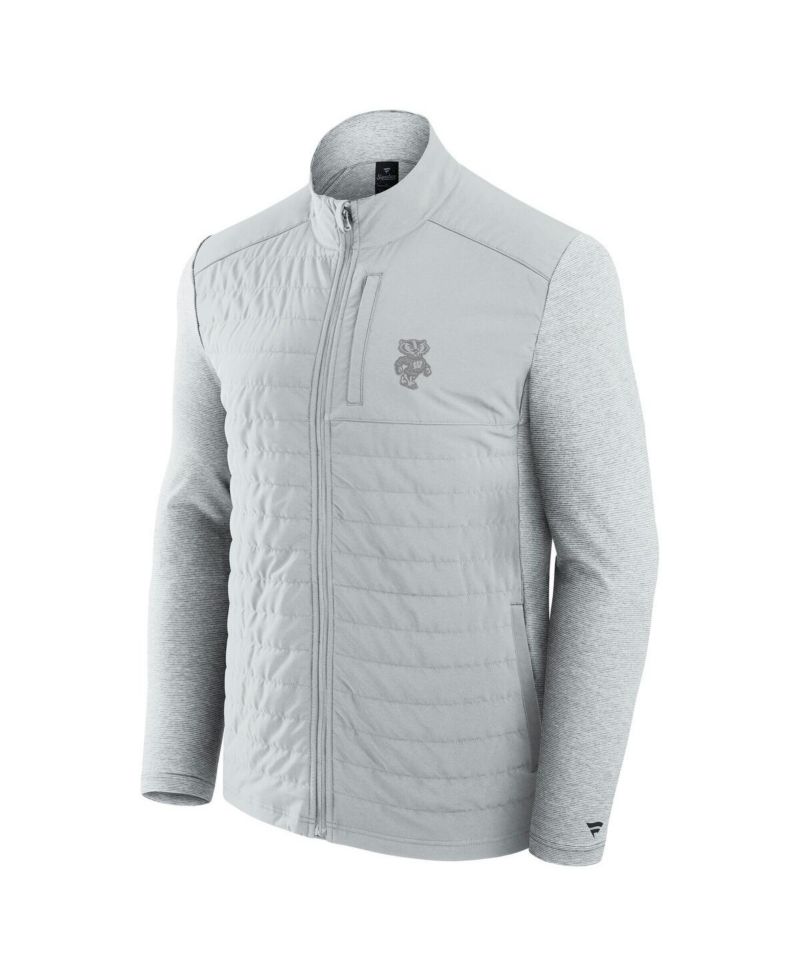 Men's Gray Wisconsin Badgers Tonal Primary Logo Full-Zip Jacket