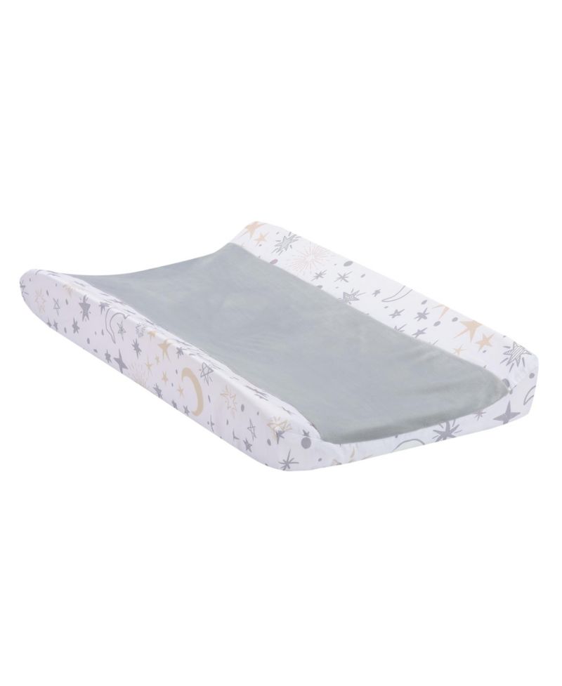 Baby Lambs and Ivy Goodnight Moon White/Gray Changing Pad Cover - Moons/Stars