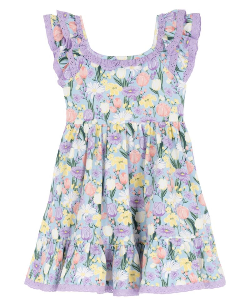 Girls' 2T-6X Peri Printed Square Neck Dress