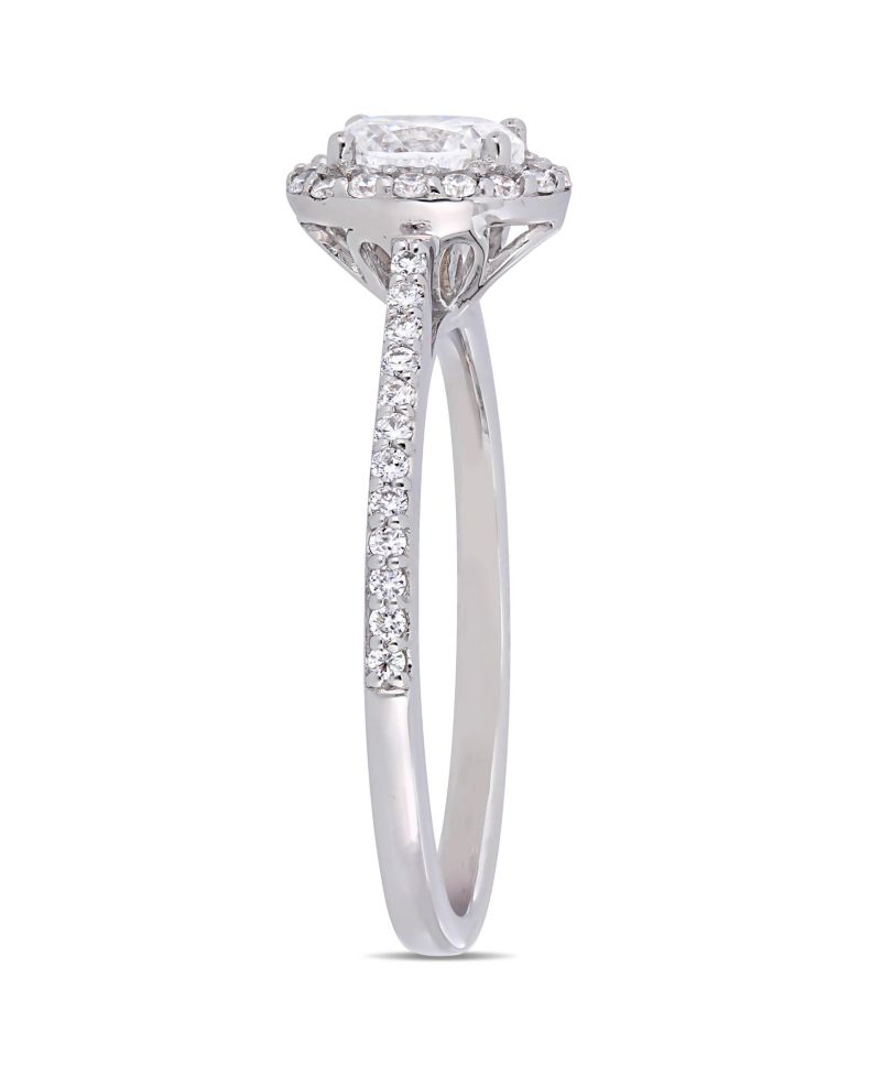 Oval Certified Diamond (3/4 ct. t.w.) Halo Engagement Ring in 14k White Gold