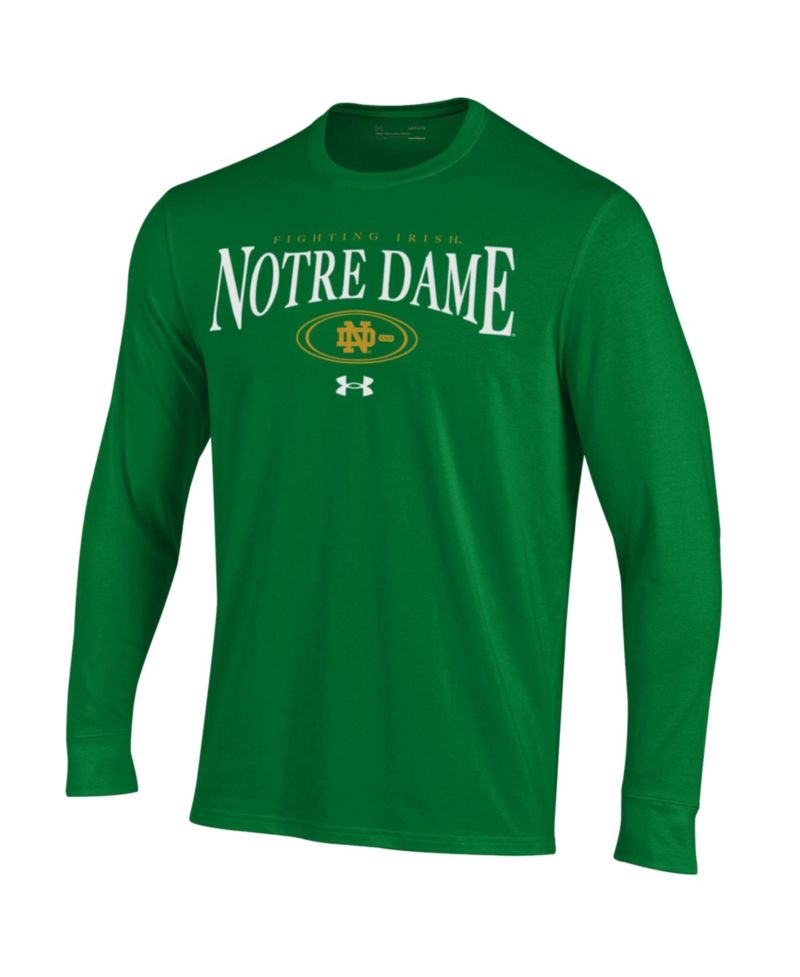 Men's Kelly Green Notre Dame Fighting Irish 2026 Sideline Performance Cotton Long Sleeve T-Shirt