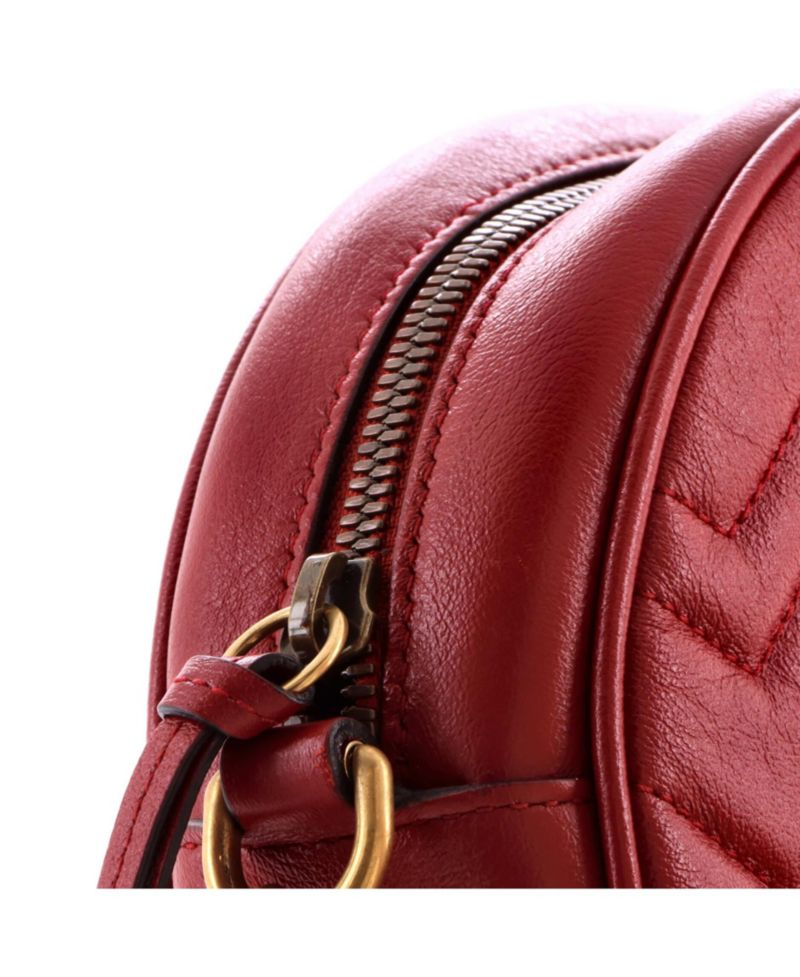 Mini GG Marmont Round Shoulder Bag Matelasse Leather