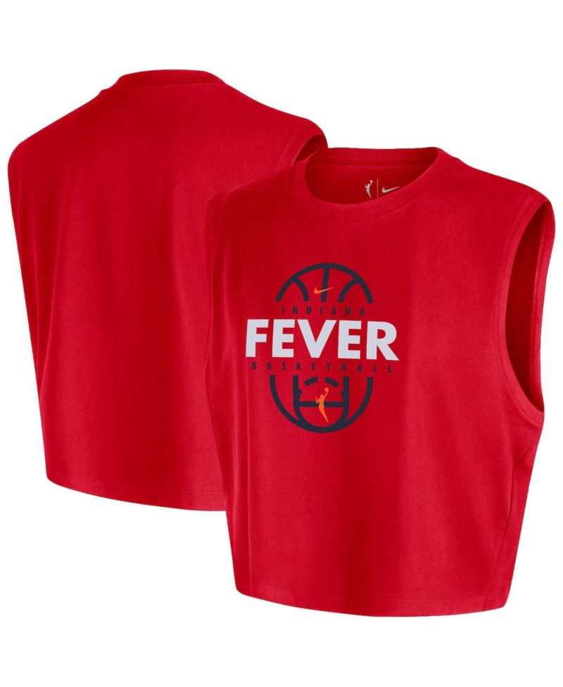 Women's Red Indiana Fever 2026 Authentic On-Court Sleeveless Cropped T-Shirt