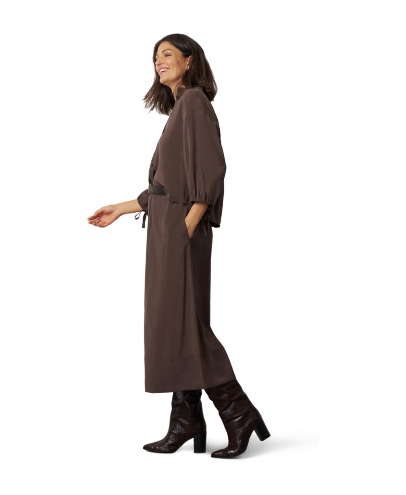Women's 3/4 Balloon-Sleeve Band Collar Relaxed-Fit Blouse