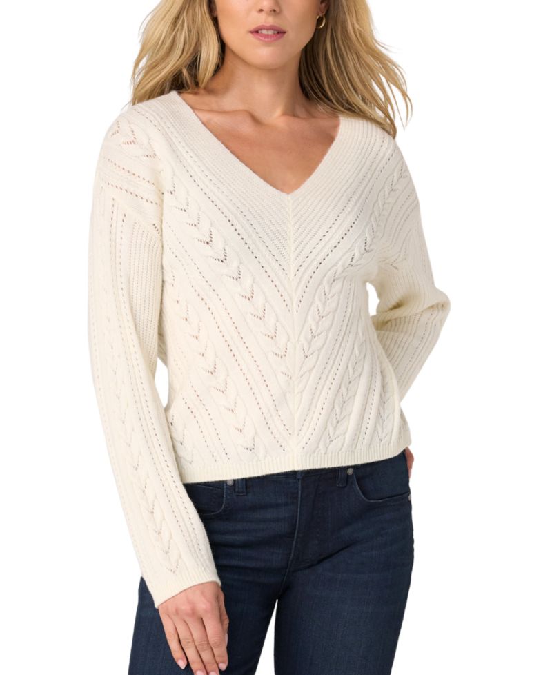 Women's Long-Sleeve V-Neck Drop Shoulder Sweater