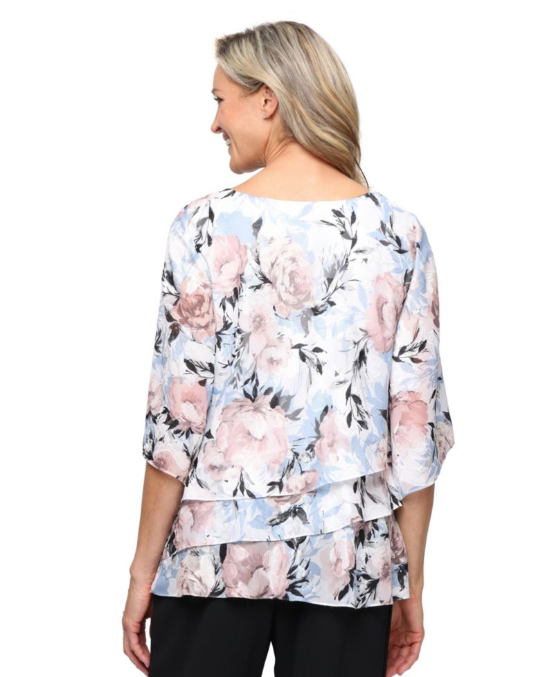 Petite Printed Burno Boat Neck Top