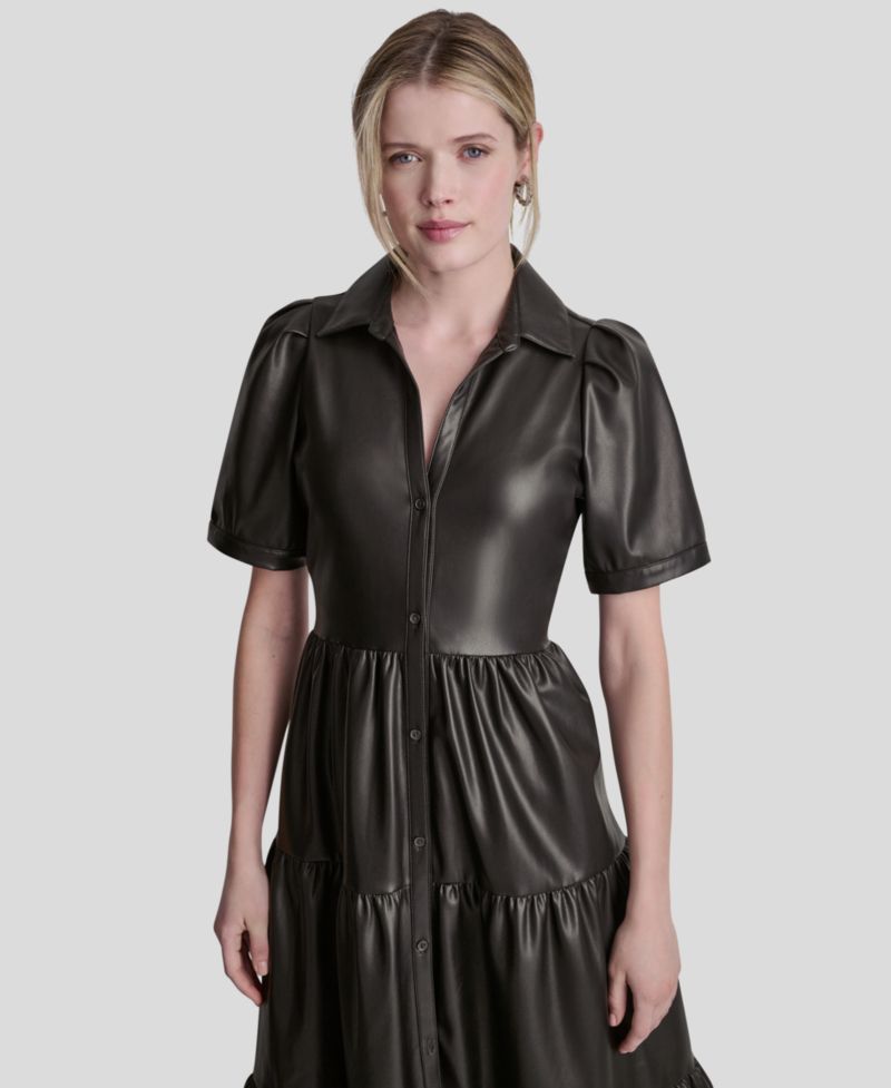 Women's Button-Front Tiered Dress