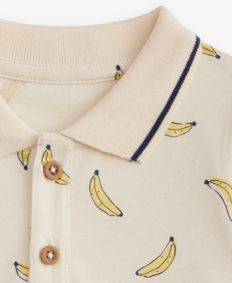 Baby Boys' 0M-24M Cotton Banana-Print Polo Sunsuit