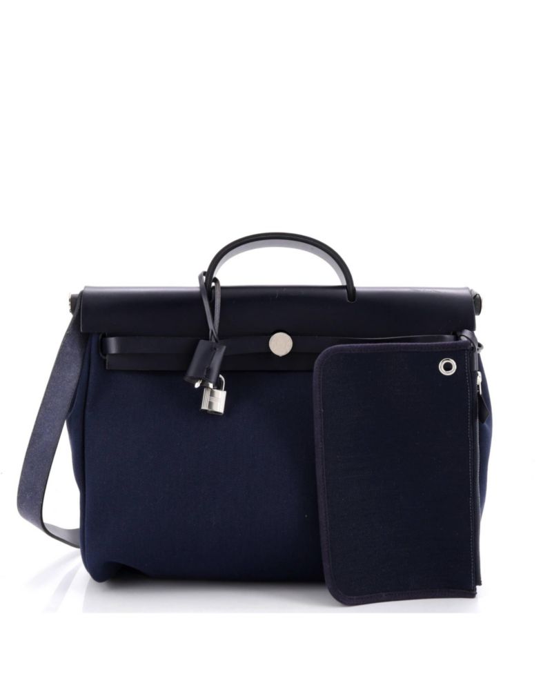 Pre-Owned Hermes 39 Herbag Zip Leather and Toile