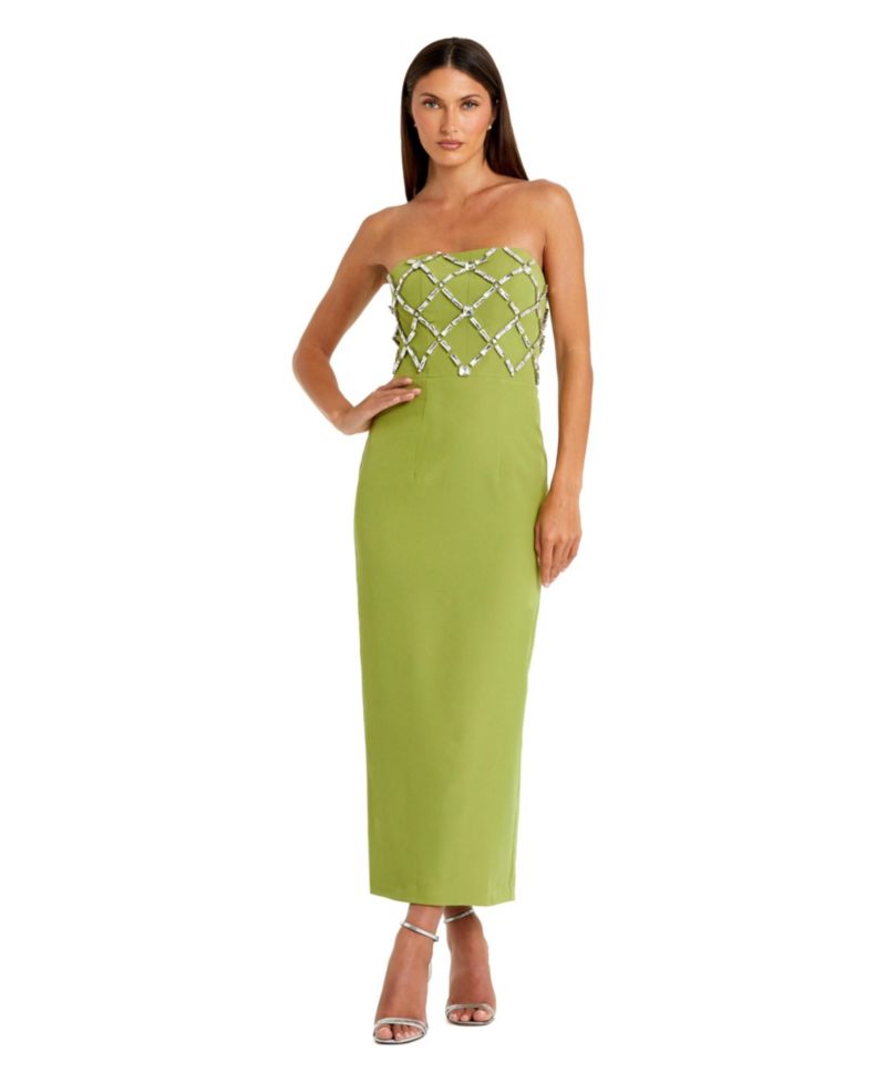 Women's Ieena Strapless Crystal-Embellished Column Midi Dress