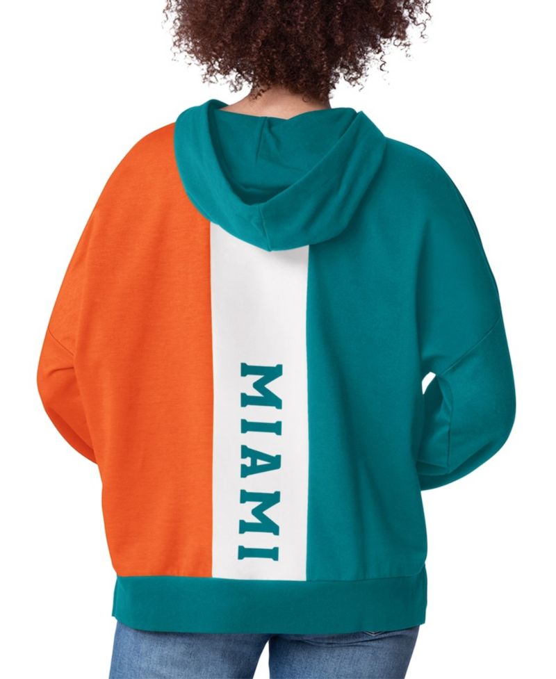 Women's Aqua Miami Dolphins Power Move Long Sleeve Pullover Hoodie