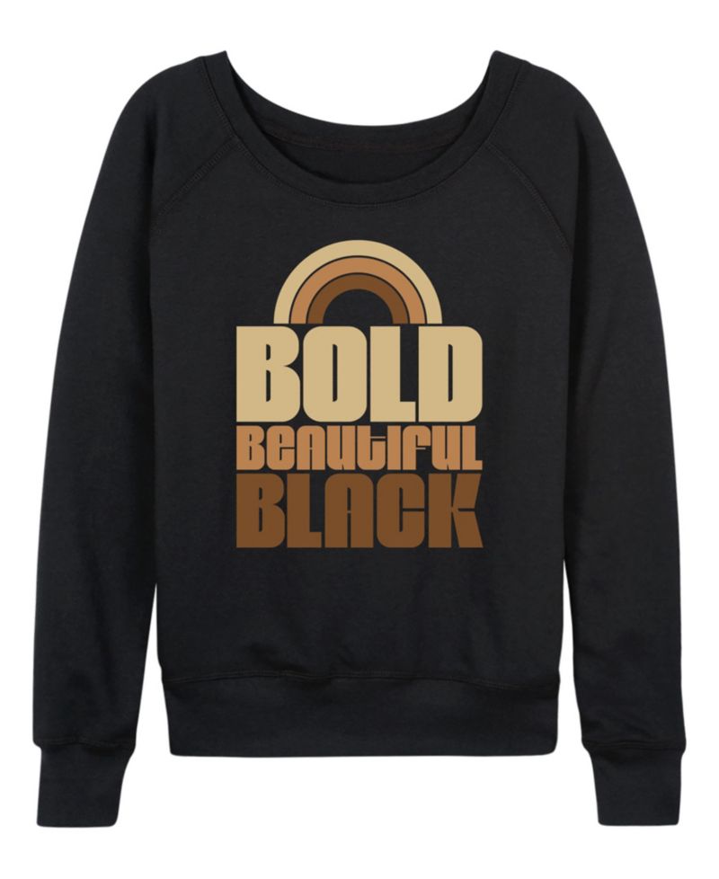 Women's Instant Message Bold Beautiful Black French Terry Long-Sleeve T-Shirt