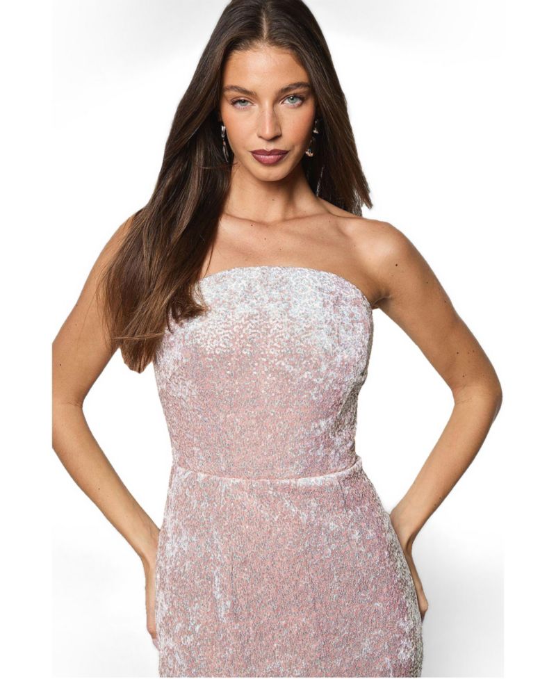 Women's Sequin Bandeau Neck Column Dress