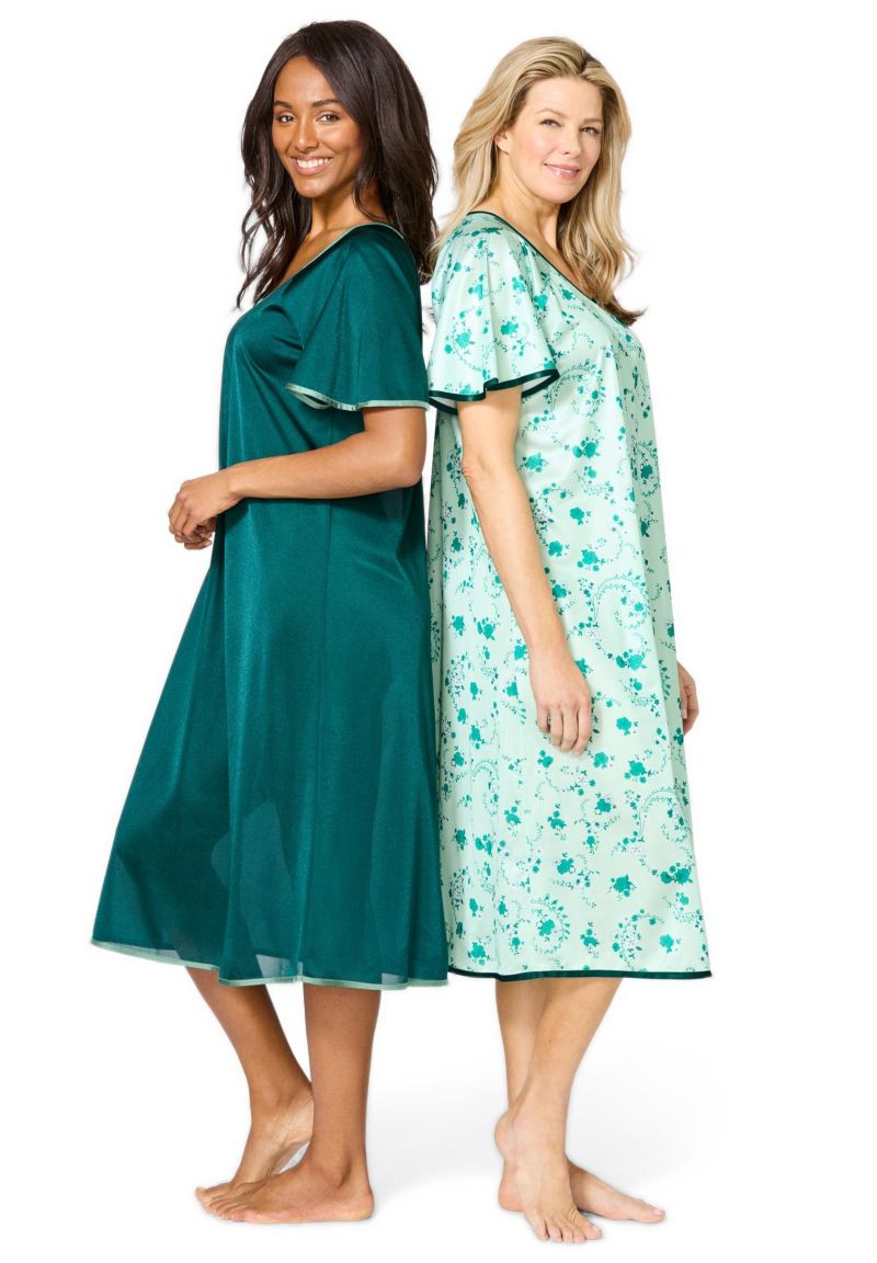 Plus Size Only Necessities 2-Pack Short Silky Gown
