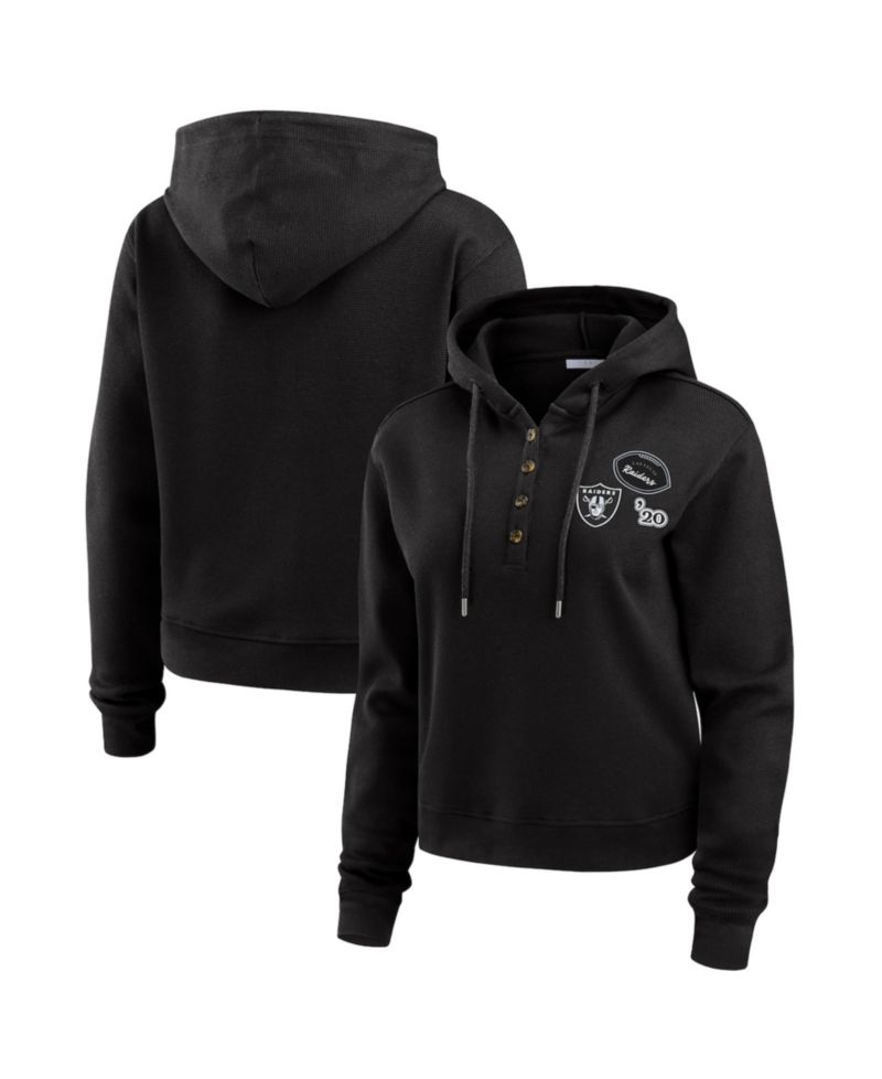 Women's Black Las Vegas Raiders Waffle Pullover Hoodie