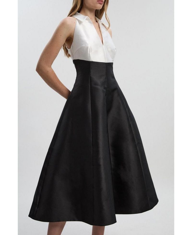 Women's Twill Contrast Tux Tailored Dress