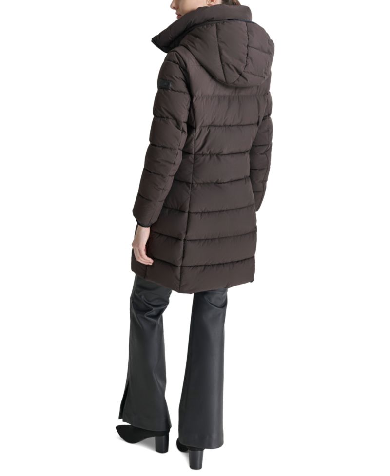 Women's Bibbed Hooded Zip-Front Puffer Coat