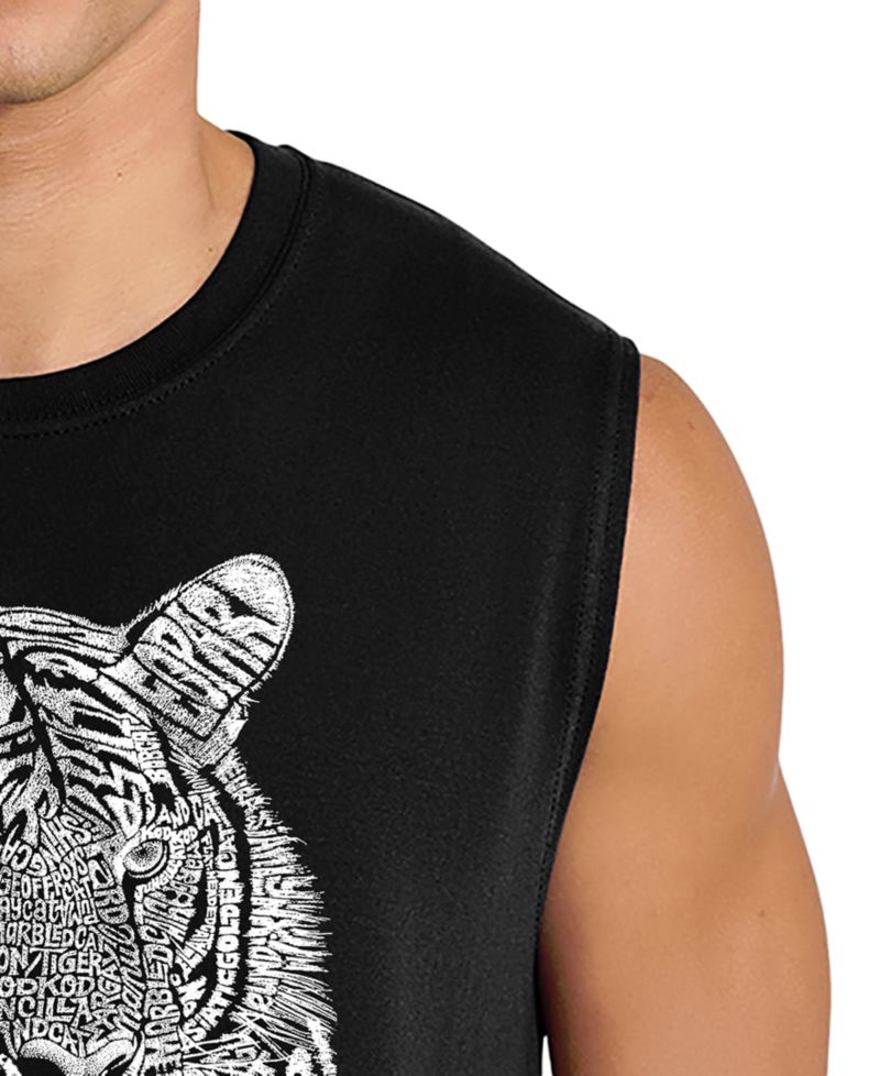 Men's Tiger Face Word Art Graphic Tank Top