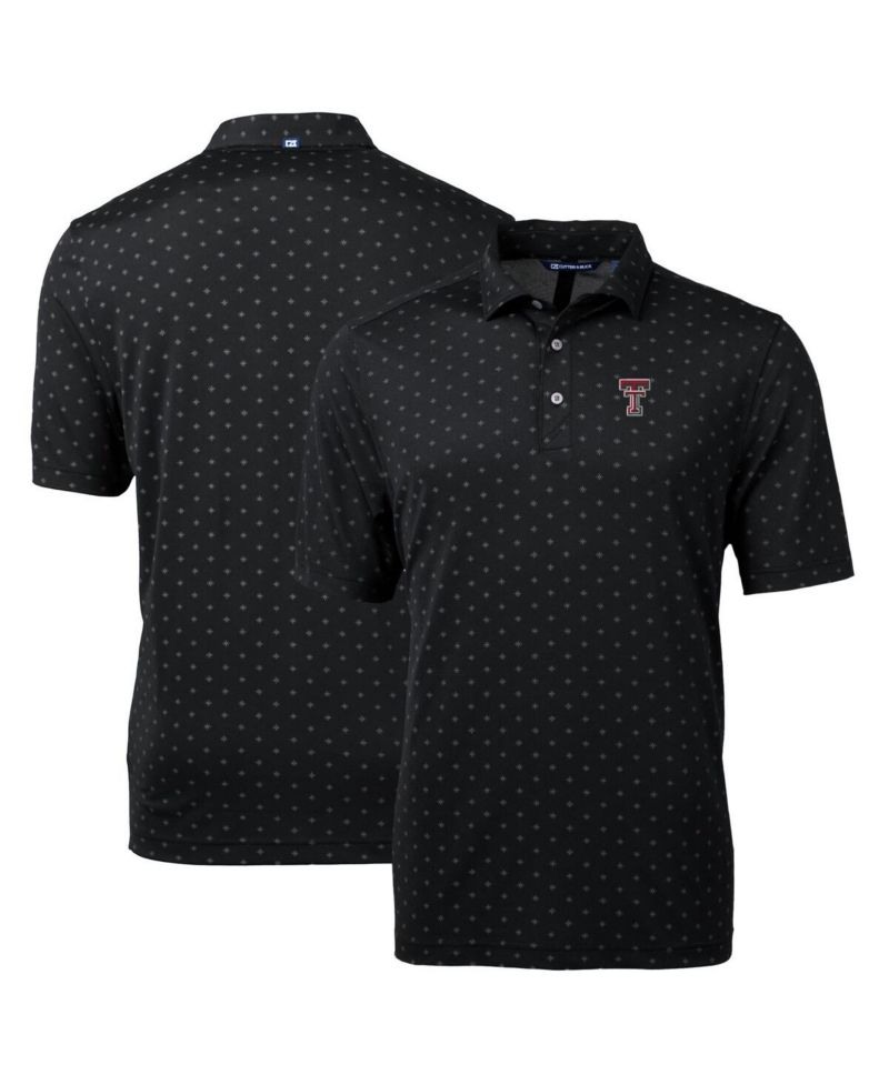 Men's Black Texas Tech Red Raiders Big & Tall Virtue Eco Pique Tile Print Polo Shirt